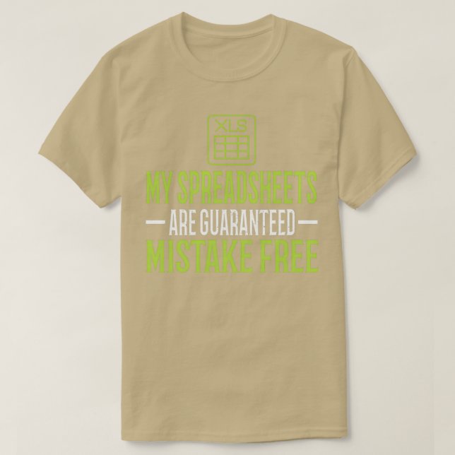 T-shirt Feuille de calcul Guaran Erreur Gratuit Excel (Design devant)