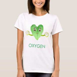 T-shirt Feuille de cœur vert moderne et heureuse