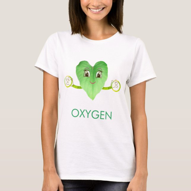 T-shirt Feuille de coeur verte moderne (Devant)
