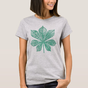 T-shirt Feuille de érable verte squelette moderne