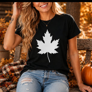 T-shirt Feuille de Maple Blanche Unisexe feuilles d'auto