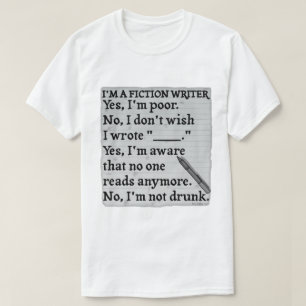 T-shirt Feuille de réponse de l'écrivain de fiction amusan