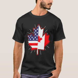 T-shirt Feuille d'érable canadienne Drapeau américain Fête