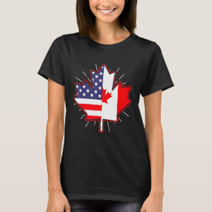 T-shirt Feuille d'érable canadienne Drapeau américain Fête