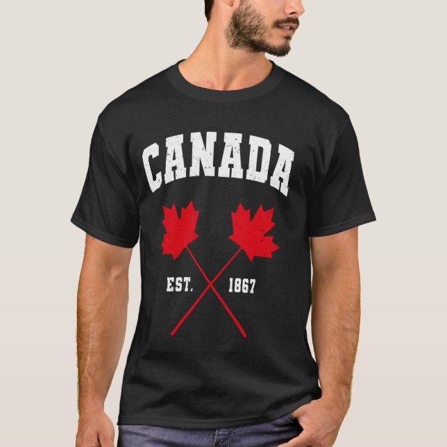 T-shirt Feuille d'érable canadienne Est. 1867 (Devant)