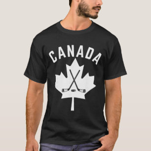 T-shirt Feuille d'érable Canadienne Hockey Hommes Femmes E