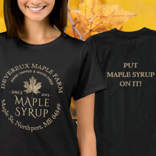 T-shirt Feuille d'or de sirop d'érable à feuilles de bois 