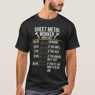 T-shirt Feuille Métal Travailleur Horaire Taux Amusant T-S