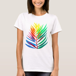T-shirt feuille minimaliste coloré Femmes