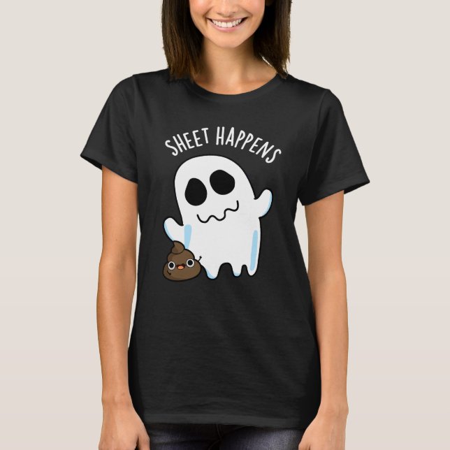 T-shirt Feuille se passe drôle Fantôme Pun Fantôme foncé B (Devant)