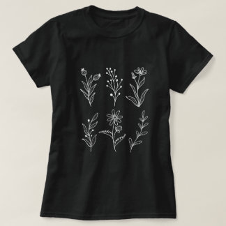 T-shirt Feuilles botaniques fleurs sauvages