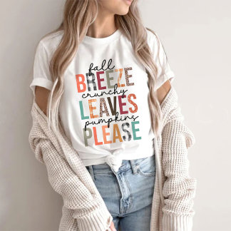 T-shirt Feuilles croquant de brise d'automne s'il vous pla