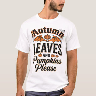 T-shirt Feuilles d'automne Citrouilles S'il vous plaît Vin