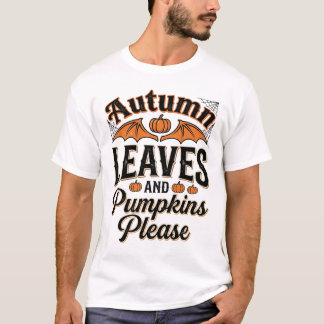 T-shirt Feuilles d'automne Citrouilles S'il vous plaît Vin