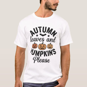 T-shirt Feuilles d'automne Citrouilles S'il vous plaît Vin