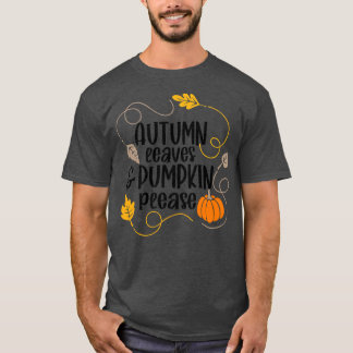 T-shirt Feuilles D'Automne Et Citrouilles S'Il Vous Plaît 