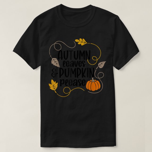 T-shirt Feuilles D'Automne Et Citrouilles S'Il Vous Plaît  (Design devant)