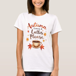 T-shirt Feuilles d'automne & Lattés S'il Vous Plaît - Aqua