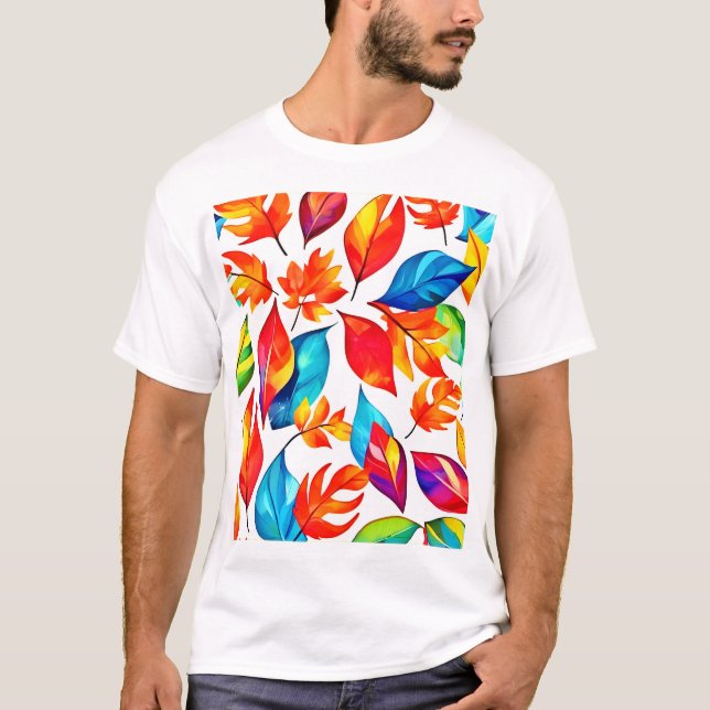 T-shirt Feuilles d'automne Motif Abstrait (Devant)