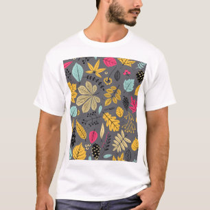 T-shirt Feuilles d'automne : Motif foncé sans couture