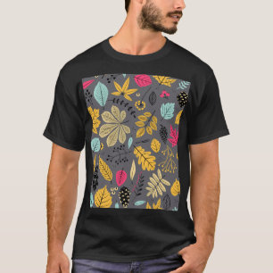 T-shirt Feuilles d'automne : Motif foncé sans couture