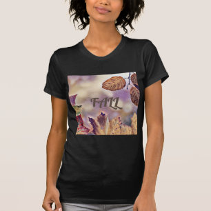 T-shirt Feuilles de automne colorées avec aquarelle de cou