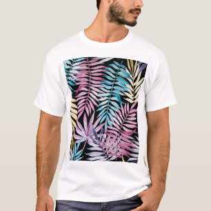 T-shirt Feuilles de palme : aquarelle motif foncé
