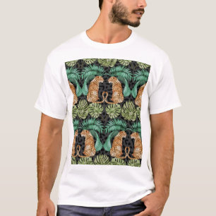 T-shirt Feuilles de tigres : Aquarelle Jungle sans joint.