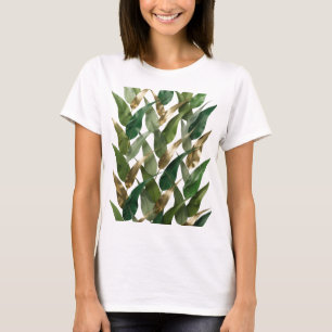 T-shirt Feuilles dorées ludiques SUR FOND NOIR
