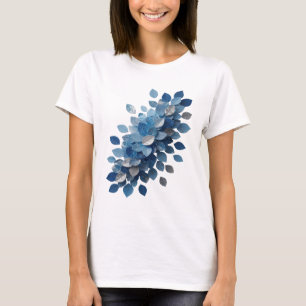 T-shirt Feuilles grises bleues en texte 3D