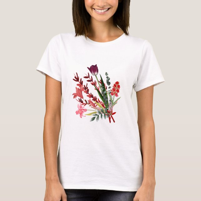 T-shirt Feuilles mixtes & Harmonie florale Imprimer (Devant)