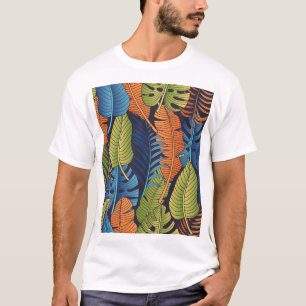 T-shirt Feuilles tropicaux, motif sans couture fleurie.