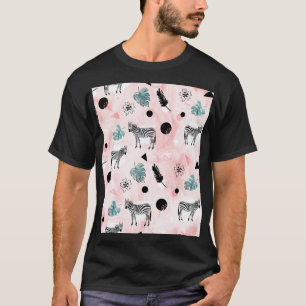 T-shirt Feuilles tropicaux Zebras Cravate-Dye Motif