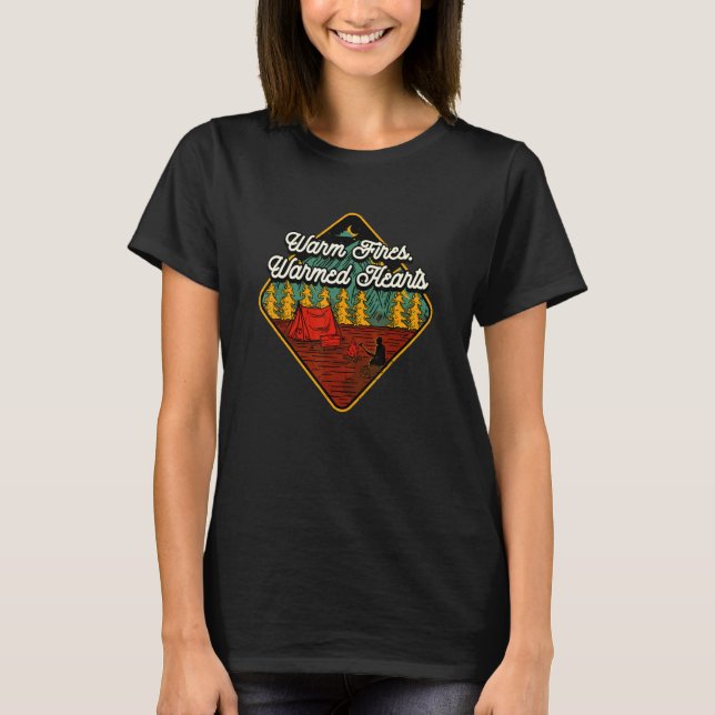 T-shirt Feux chaudes Coeurs chauds Camping Couples Camper (Devant)