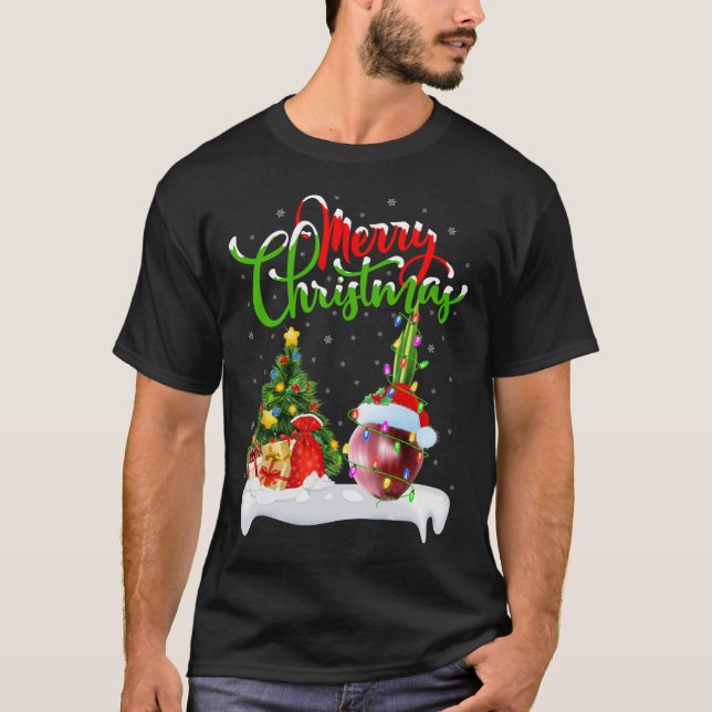 T-shirt Feux d'arbre Noël Feu de Noël Oignon végétal de ch (Devant)