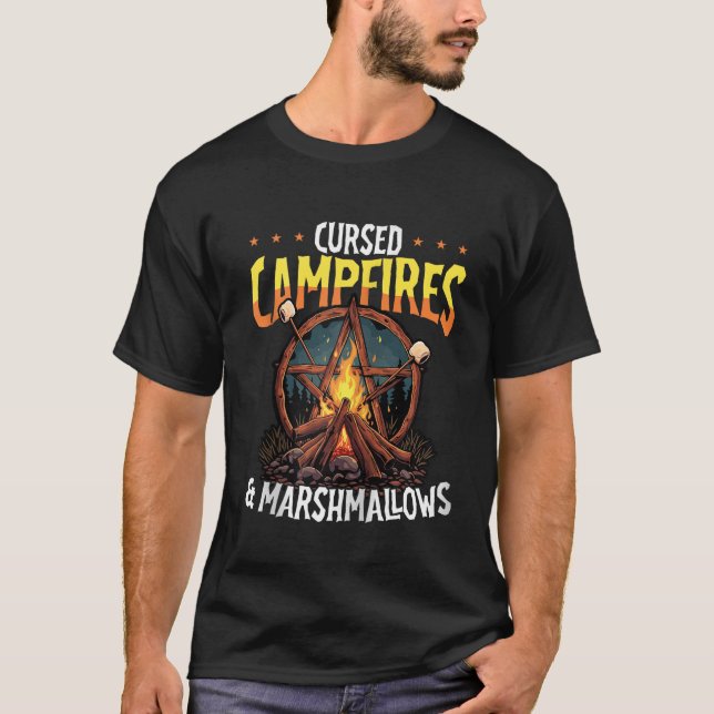 T-shirt Feux de camp maudits et Marshmallows Camping occul (Devant)