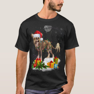 T-shirt Feux de Noël de Chien Craint Chinois Santa Hat Xma
