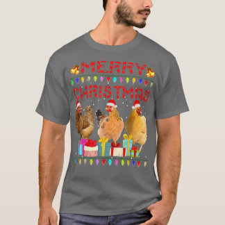 T-shirt Feux de Noël de poulet Joyeux Noël Poulet Drôle
