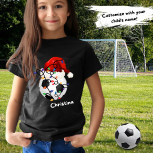 T-shirt Feux de Noël du bal de football Santa Hat Enfants