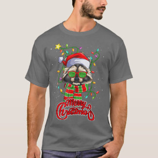 T-shirt Feux de Noël du Racon Santa Hat Joyeux Noël