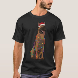 T-shirt Feux de Noël Malinois belge Noël Amoureux des chie