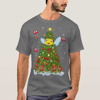 T-shirt Feux de Noël Matching Famille Drôle Abeille Noël T