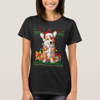 T-shirt Feux de Noël moche Sweater Corgi Amoureux des chie