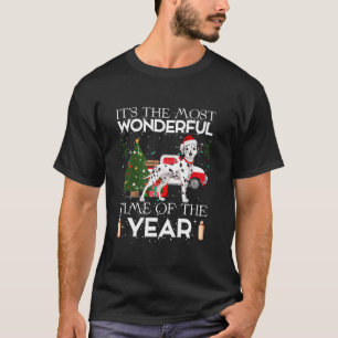 T-shirt Feux de Noël Père Noël Chien dalmate Noël L