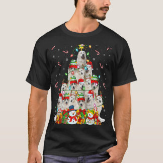 T-shirt Feux de Noël Père Noël Grand Pyrénées Chien Noël T