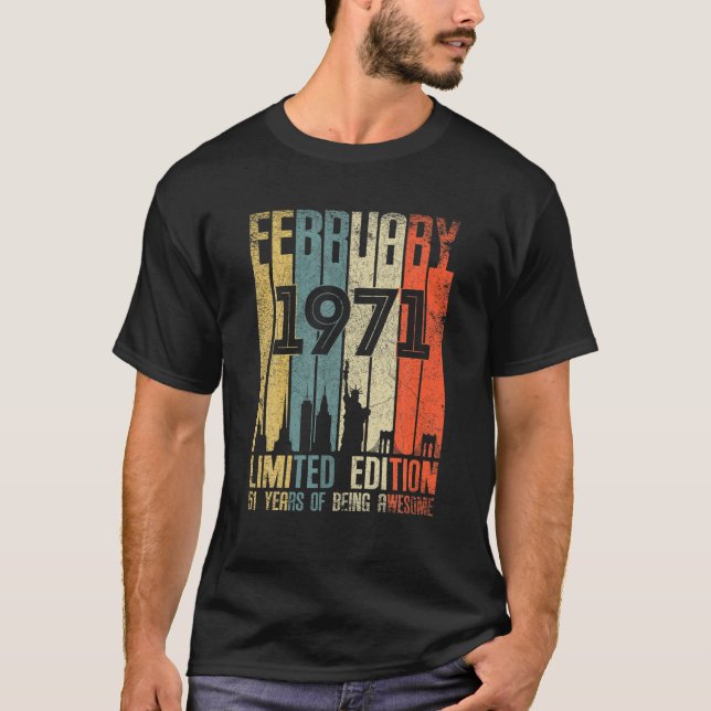 T-shirt Février 1971 51 Anniversaire 51 Anniversaire 1971  (Devant)