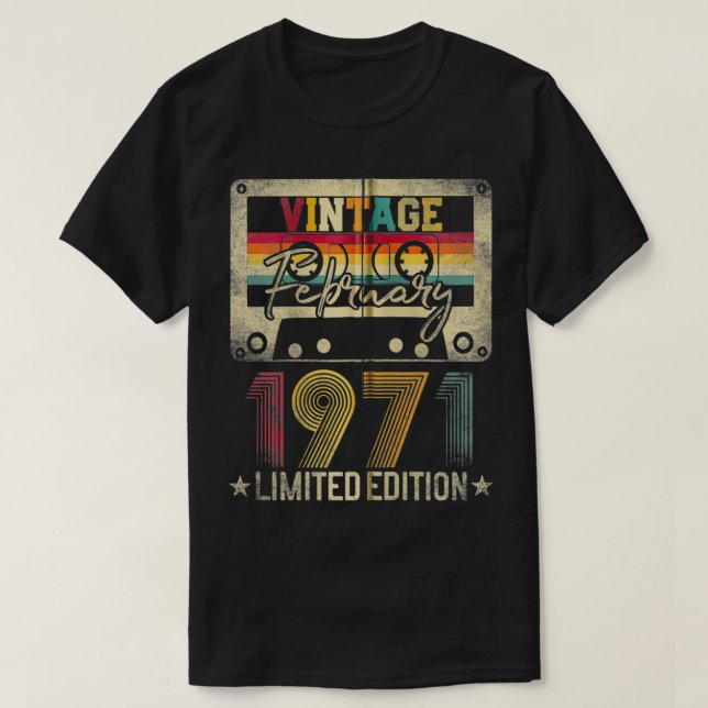 T-shirt Février 1971 51e anniversaire Cadeau 51 ans Vint (Design devant)