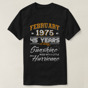 T-shirt Février 1975 45 Anniversaire Mariage Cadeaux