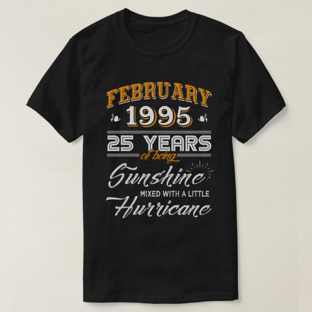 T-shirt Février 1995 25 Ans Cadeaux Mariages (Design devant)