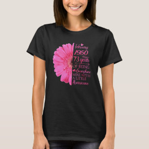 T-shirt Février Fille 1950 73 Ans 73e Anniversaire